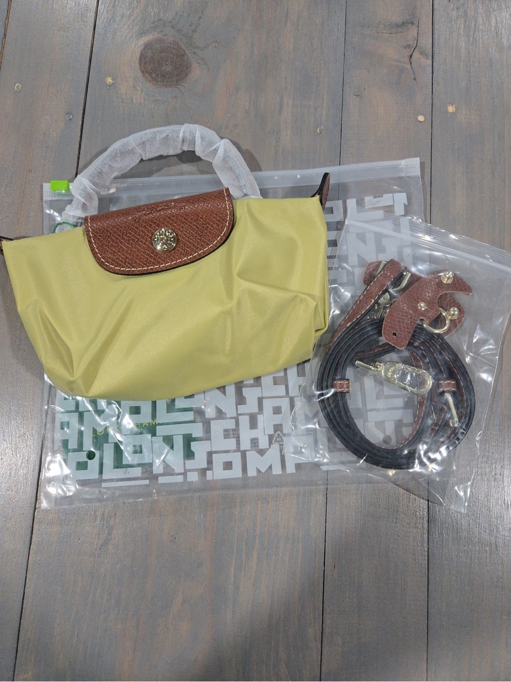 Longchamp Small Le Pliage Top-Handle Bag pistachio pistache mini purse tote neon - Picture 2 of 7